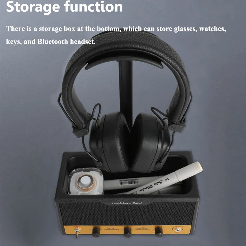 Multifunctional Headphone Stand With Storage - Wide Curved Gaming Headset Holder, Desktop Organizer For Space Saving