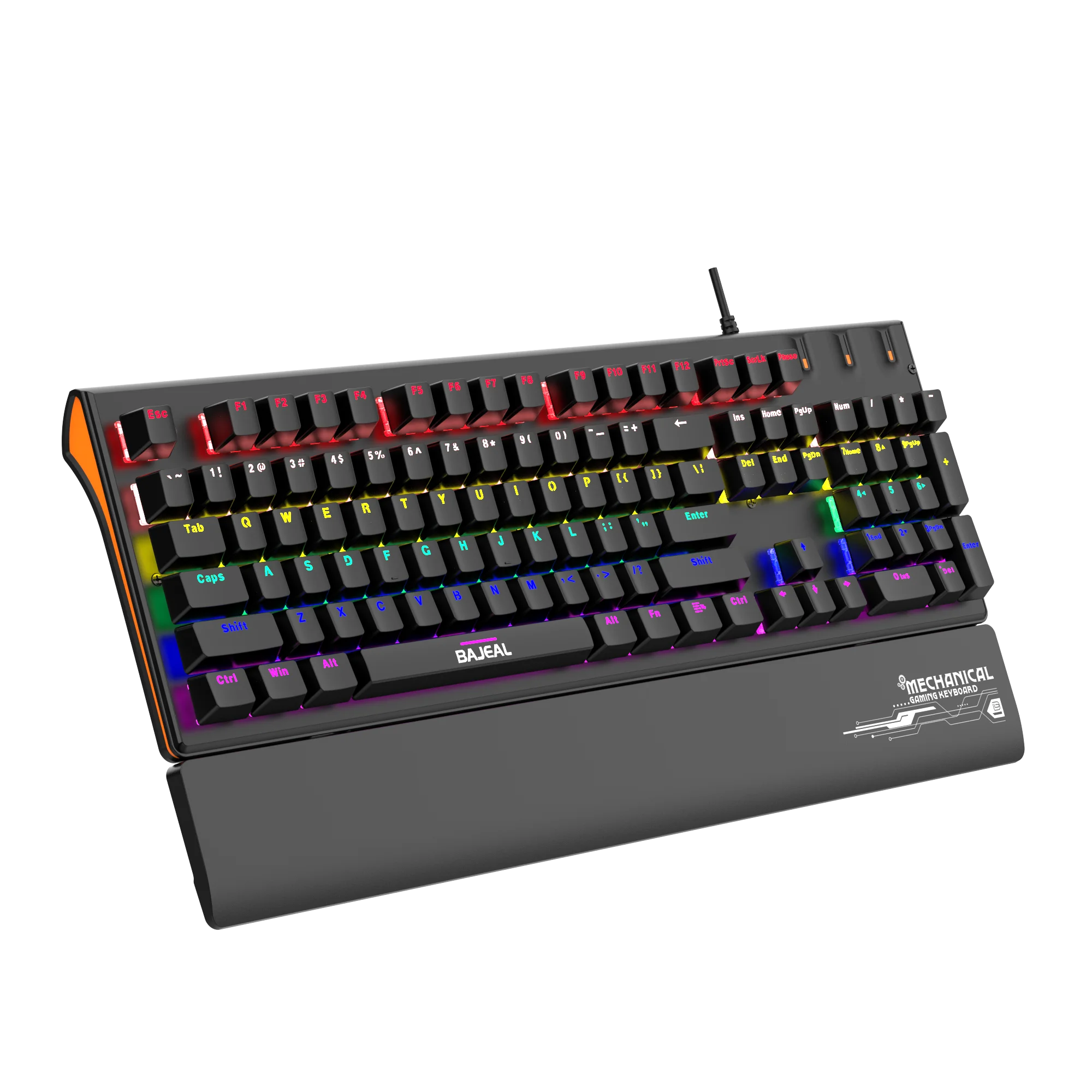 BAJEAL K600 Ergonomic Computer Colorful RGB Gaming Desk Gamer Wrist Palm Rest Wired Gaming Mechanical Keyboard With Wrist Suppor