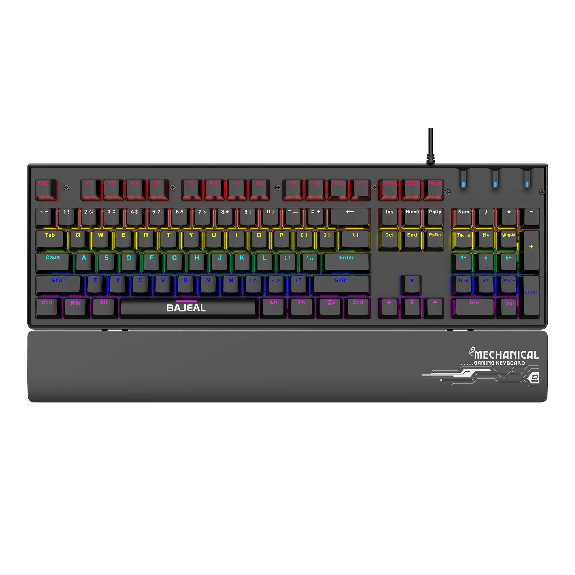BAJEAL K600 Ergonomic Computer Colorful RGB Gaming Desk Gamer Wrist Palm Rest Wired Gaming Mechanical Keyboard With Wrist Suppor
