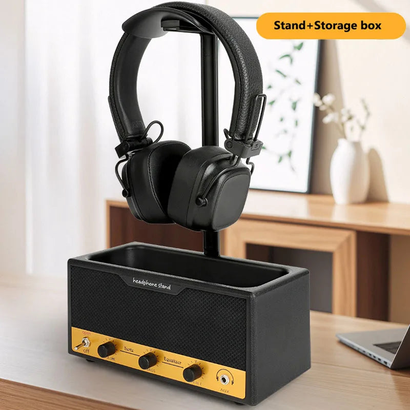 Multifunctional Headphone Stand With Storage - Wide Curved Gaming Headset Holder, Desktop Organizer For Space Saving