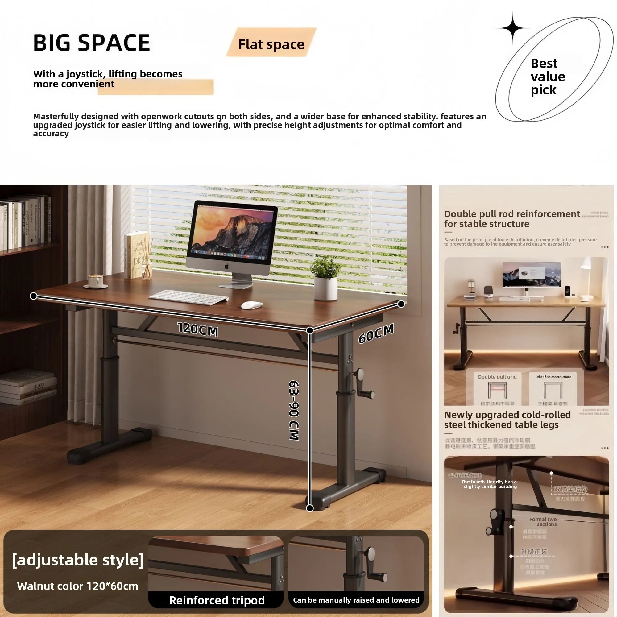 Modern Simple Adjustable Height Computer Desk Ergonomic Study Table for Home Office Durable Writing Desk Furniture