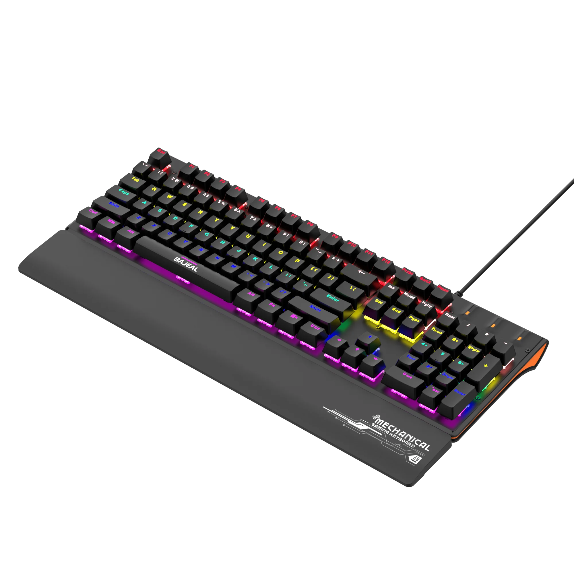 BAJEAL K600 Ergonomic Computer Colorful RGB Gaming Desk Gamer Wrist Palm Rest Wired Gaming Mechanical Keyboard With Wrist Suppor