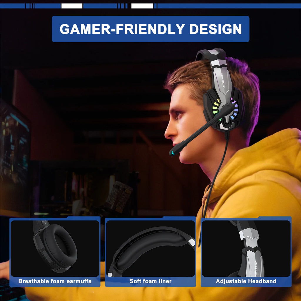 Over-Ear Wired Gaming Headphones with Microphone Esports Gear Multimedia Headset for Gaming
