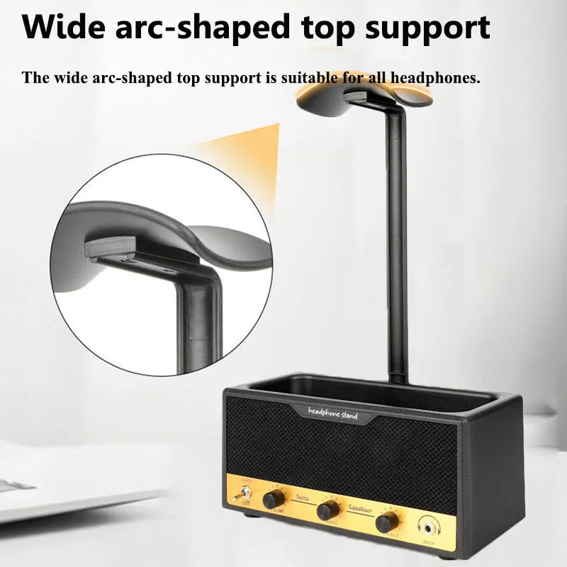 Multifunctional Headphone Stand With Storage - Wide Curved Gaming Headset Holder, Desktop Organizer For Space Saving