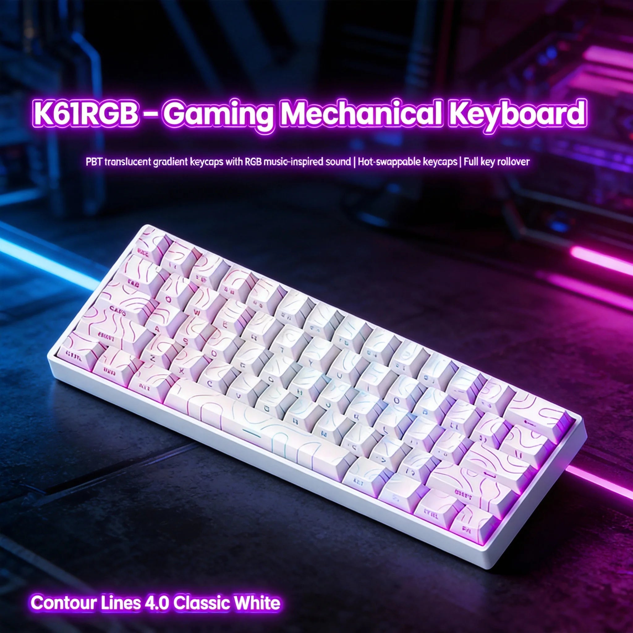 Mechanical keyboard  Wired Gradient 60% keyboard RGB Backlit 61 Keys gaming accessories Mini Layout for PC/Laptop