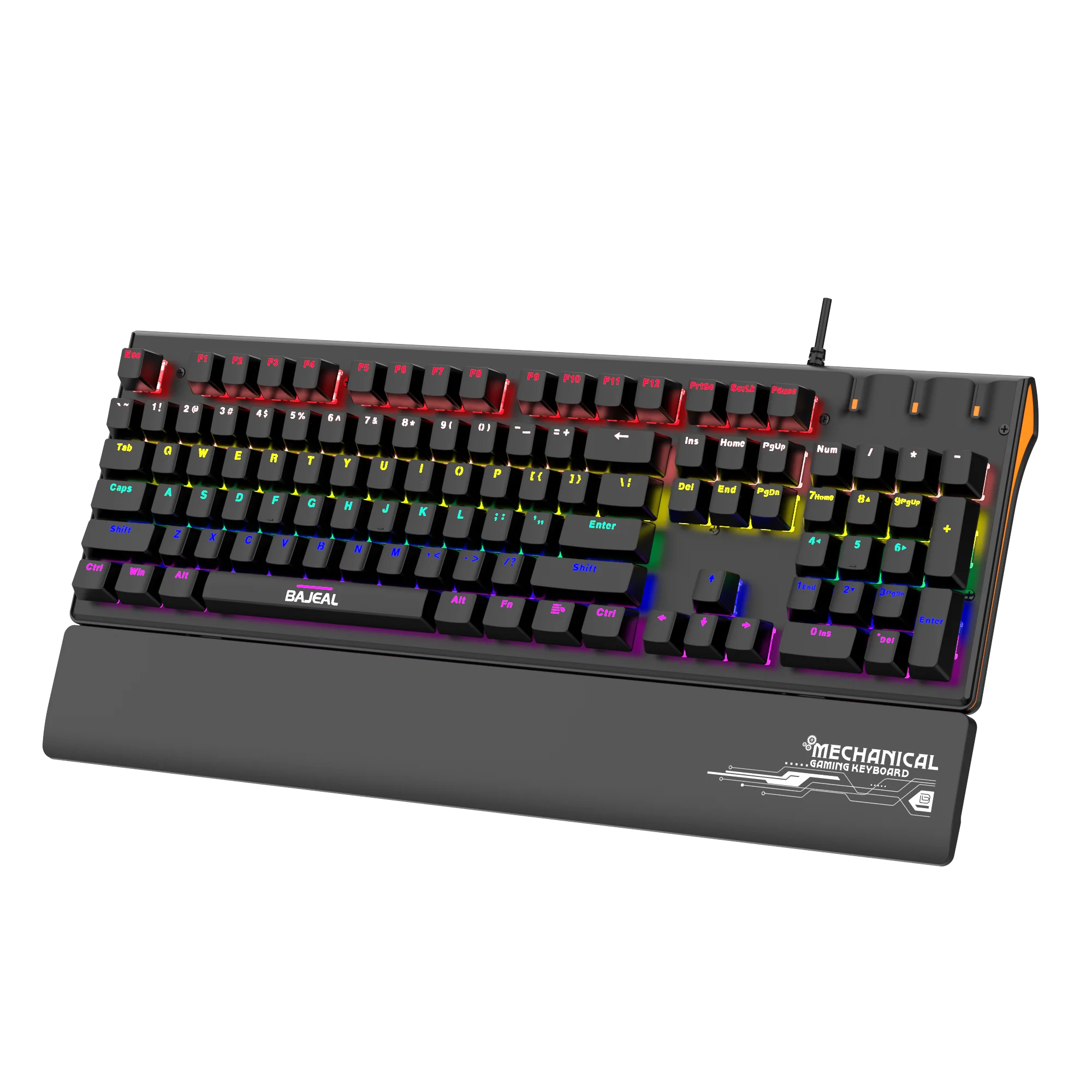 BAJEAL K600 Ergonomic Computer Colorful RGB Gaming Desk Gamer Wrist Palm Rest Wired Gaming Mechanical Keyboard With Wrist Suppor