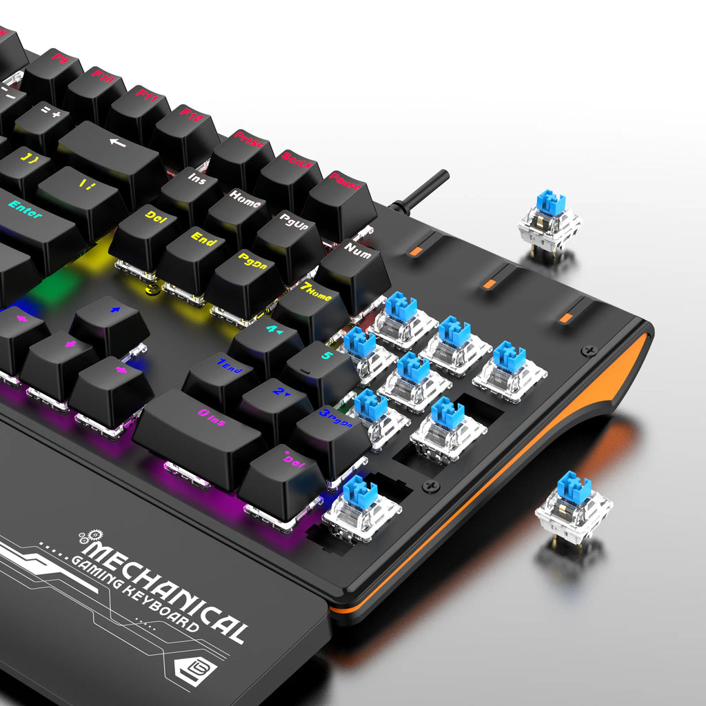 BAJEAL K600 Ergonomic Computer Colorful RGB Gaming Desk Gamer Wrist Palm Rest Wired Gaming Mechanical Keyboard With Wrist Suppor