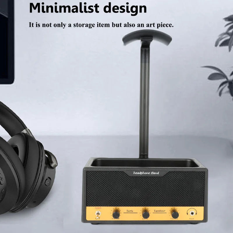 Multifunctional Headphone Stand With Storage - Wide Curved Gaming Headset Holder, Desktop Organizer For Space Saving